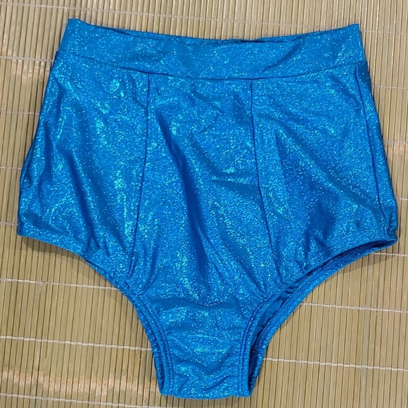 Blue Glitter S/M High Waisted Hot Pants - Picture 2 of 5
